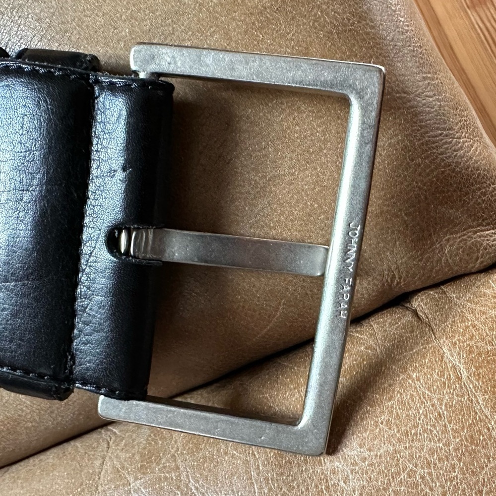 Johnny Farah New York wavy black leather wide belt - Picture 4 of 10
